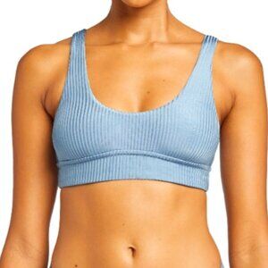 Vitamin A  Blue Slate Shimmer ribbed bikini top-  Size large